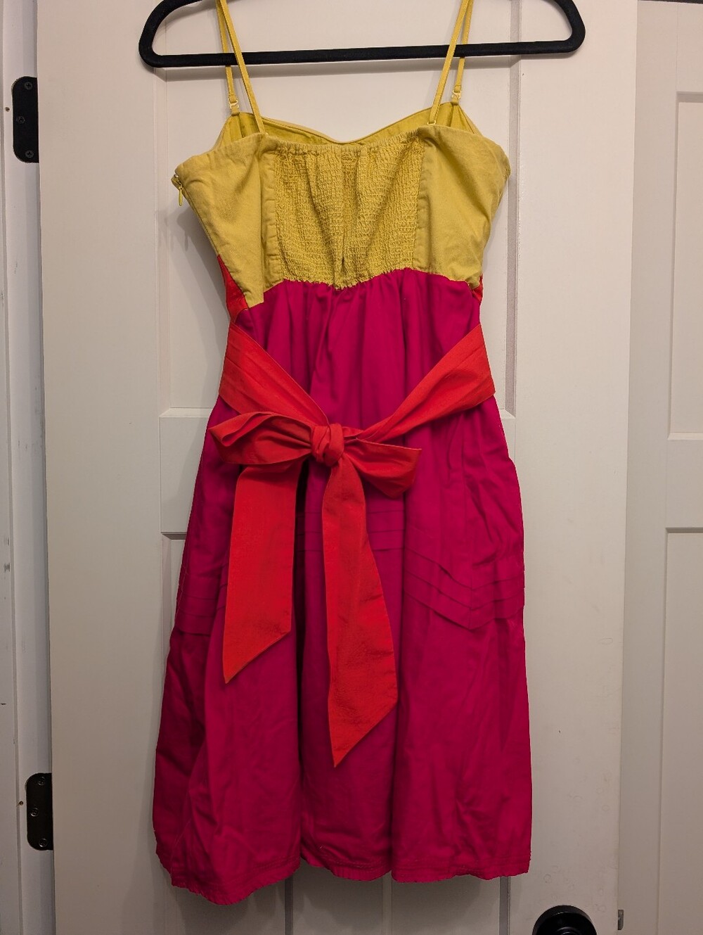 Anthro Maeve Colorblock Spaghetti Strap/Strapless Fit-and-Flare Dress - Picture 3 of 16